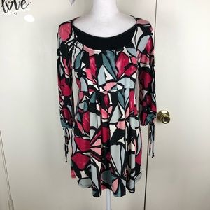 TAMMY MARS GEOMETRIC PIN-TUCK TOP SZ SM